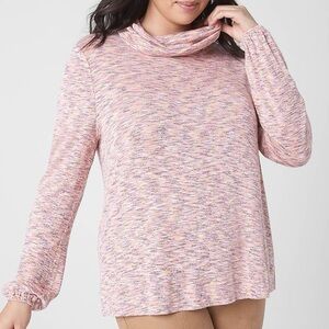 NWT Lane Bryant Blouson Sleeve Funnel Neck Hacci Knit Top (Space Dye) - 18/20